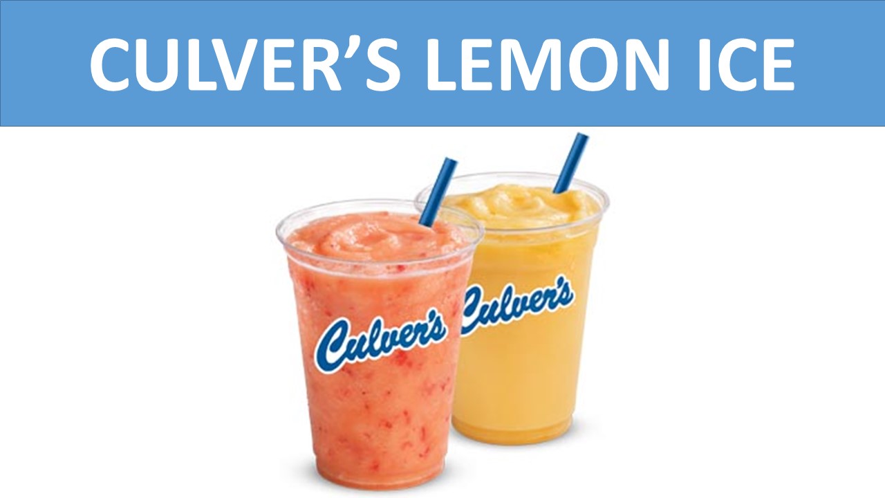 Culver's Lemon Ice prices calories nutrition facts